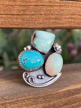 Load image into Gallery viewer, Cluster Ring - Aloe Variscite, Opal & Turquoise (size 9.5)