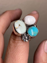 Load image into Gallery viewer, Cluster Ring - White Buffalo, Turquoise & Aloe Variscite (size 6.5)