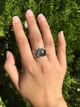 Load image into Gallery viewer, Wide stamped band Sky Song turquoise ring - size 9-9.5