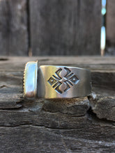 Load image into Gallery viewer, Wide stamped band Sky Song turquoise ring - size 9-9.5
