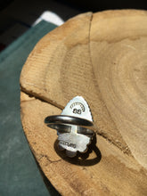 Load image into Gallery viewer, Moonstone pear ring with beaded border and loops - size 6
