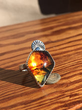 Load image into Gallery viewer, Geometric cut amber ring - size 7 1/4