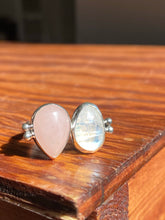 Load image into Gallery viewer, Fused Rose Quartz and Rosecut Moonstone Double Ringāsize 9.5