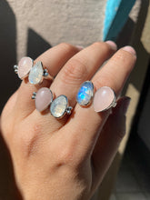 Load image into Gallery viewer, Fused Rose Quartz and Rosecut Moonstone Double Ringāsize 9.5