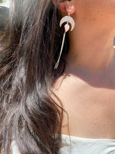 Load image into Gallery viewer, Crescent Moon Rose Quartz Chain Dangles—Flowers