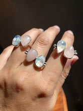 Load image into Gallery viewer, Fused Rose Quartz and Rosecut Moonstone Double Ringāsize 9.5
