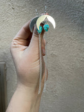 Load image into Gallery viewer, Crescent Moon Chain Dangles—Sun Rays