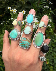Aloe Variscite & Sky Song Turquoise Double Ring - size 5.5/6