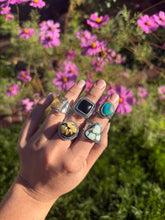 Load image into Gallery viewer, Black Onyx Wide Band Ring - size 7 (fits like 6.5/7)