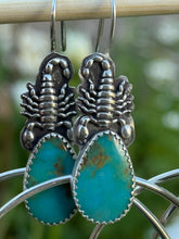 Load image into Gallery viewer, Scorpion Swing Hoops—Kingman Turquoise