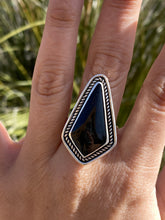 Load image into Gallery viewer, Gold Sheen Obsidian Ring (Framed)—size 10