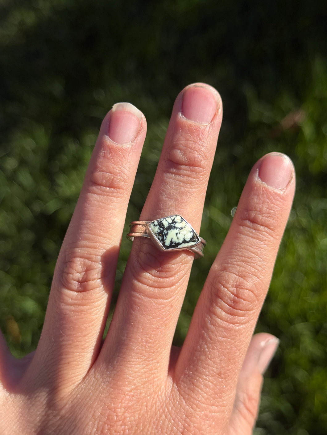 Aloe Variscite Kite Ring - size 12