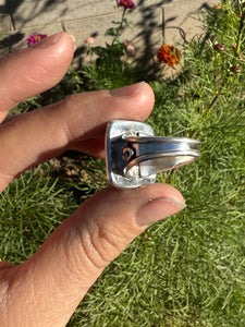 Black Onyx Wide Band Ring - size 7 (fits like 6.5/7)