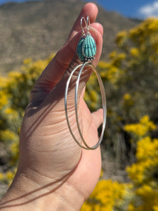 Carved Turquoise Shell Hoops