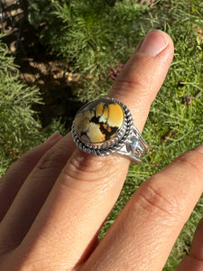 Earthy Aloe Variscite Wide Band Ring — size 9.5 (fits like 9/9.5)
