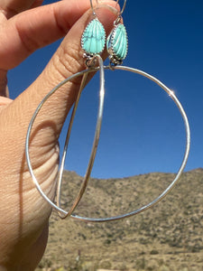 Carved Turquoise Shell Hoops