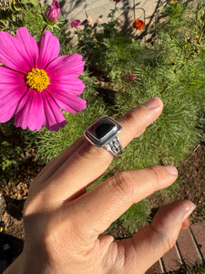Black Onyx Wide Band Ring - size 7 (fits like 6.5/7)