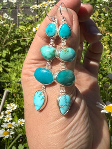 Turquoise Droplet Earrings - 4 Stone