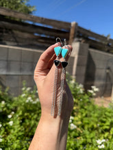 Load image into Gallery viewer, Double Triangle Chain Earrings - Turquoise and Onyx