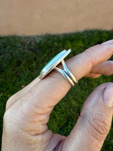 Green-blue Hubei Turquoise Ring - size 7