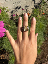 Load image into Gallery viewer, Chunky Gold Rutilated Quartz Wide Band Ring - size 8 (fits like 7.5/8)