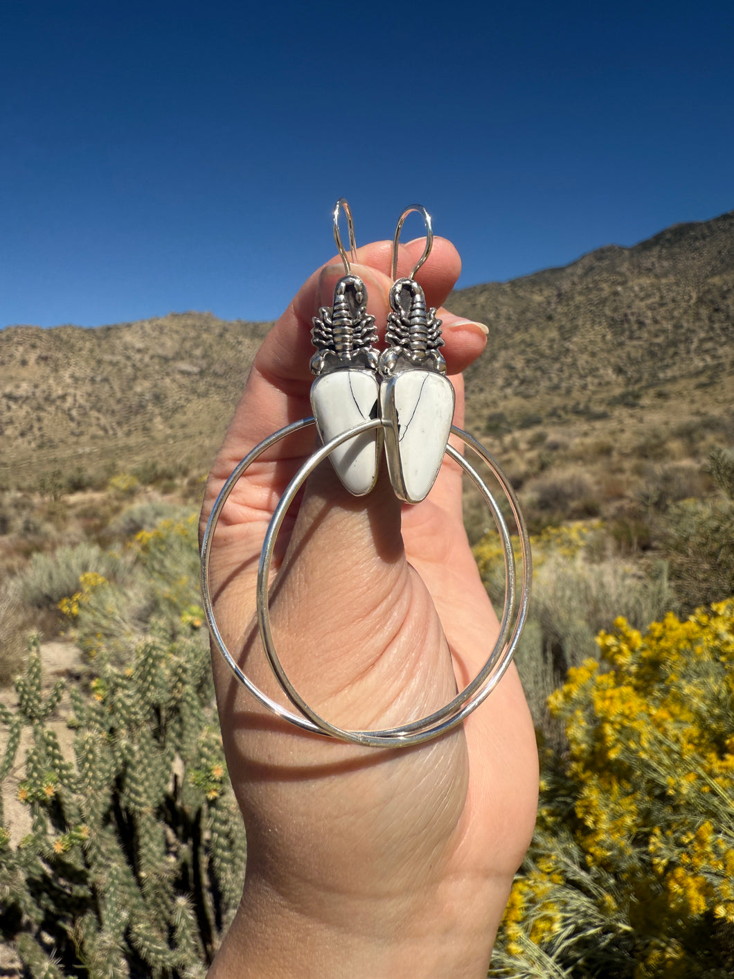 Scorpion Swing Hoops—White Buffalo