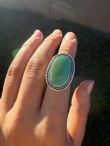 Green-blue Hubei Turquoise Ring - size 7