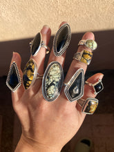 Load image into Gallery viewer, Gold Sheen Obsidian Ring (Framed)—size 10