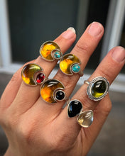 Load image into Gallery viewer, Gold Rutilated Quartz and Black Onyx Double Ring—size 8.25