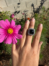 Load image into Gallery viewer, Black Onyx Wide Band Ring - size 7 (fits like 6.5/7)