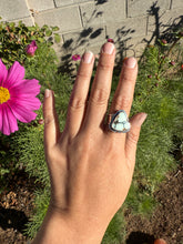 Load image into Gallery viewer, Creamy Aloe Variscite Wide Band Ring - size 7.5 (fits like 7/7.5)