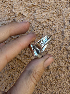 Creamy Aloe Variscite Wide Band Ring - size 7.5 (fits like 7/7.5)
