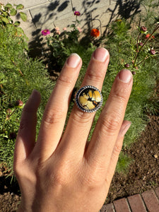Earthy Aloe Variscite Wide Band Ring — size 9.5 (fits like 9/9.5)
