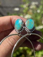 Load image into Gallery viewer, Kingman Turquoise Half Beaded Post Hoops