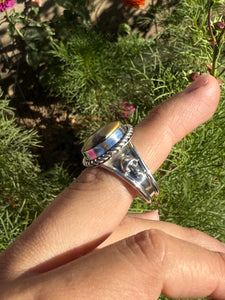 Earthy Aloe Variscite Wide Band Ring — size 9.5 (fits like 9/9.5)