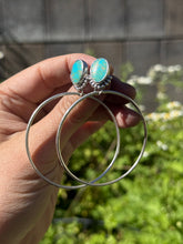 Load image into Gallery viewer, Kingman Turquoise Half Beaded Post Hoops