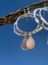 Load image into Gallery viewer, Beaded Mary Hoops - Rose Quartz