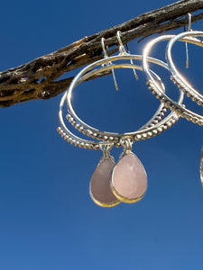 Beaded Mary Hoops - Rose Quartz