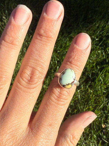 Simple Aloe Variscite Ring - size 6