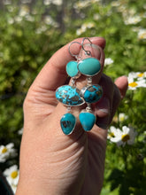 Load image into Gallery viewer, Turquoise Droplet Earrings - 3 Stone