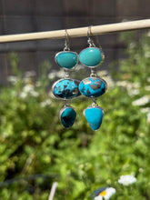 Load image into Gallery viewer, Turquoise Droplet Earrings - 3 Stone