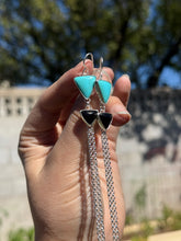 Load image into Gallery viewer, Double Triangle Chain Earrings - Turquoise and Onyx