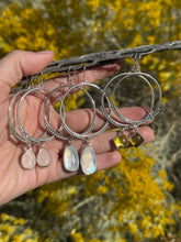 Load image into Gallery viewer, Beaded Mary Hoops - Rose Cut Moonstone