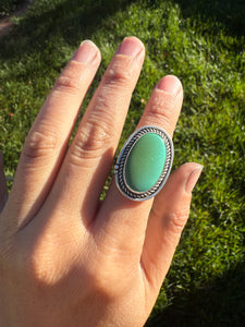 Green-blue Hubei Turquoise Ring - size 7