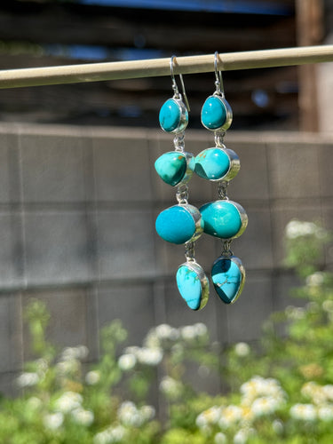 Turquoise Droplet Earrings - 4 Stone