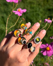 Load image into Gallery viewer, Gold Rutilated Quartz and Black Onyx Double Ring—size 8.25