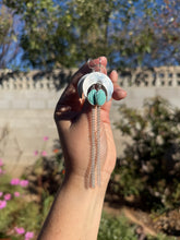 Load image into Gallery viewer, Crescent Moon Chain Dangles - Carved Turquoise