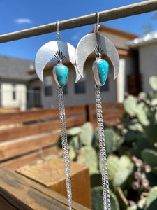 Whitewater Turquoise Crescent Moon Chain Dangles