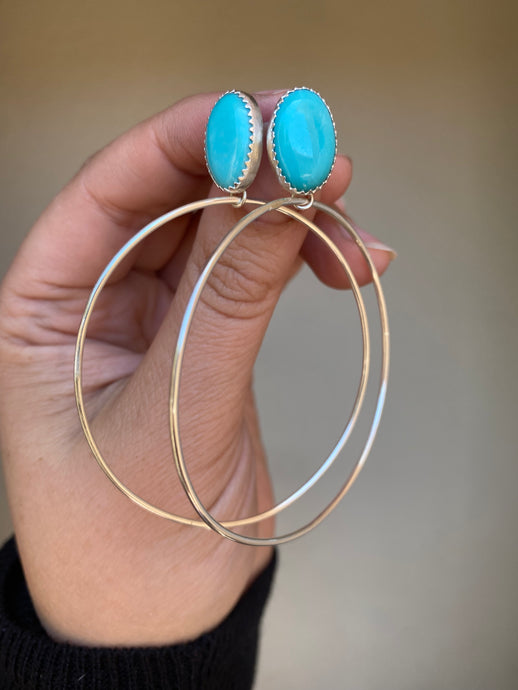Simple Turquoise Stud Hoops