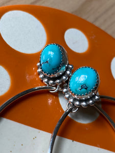 Half Beaded Blue Moon Turquoise Hoops